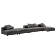 Modway Solace 4PC Modular Fabric Upholstery Sectional Sofa w/Ottoman in Charcoal