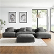 Modway Solace 4PC Modular Fabric Upholstery Sectional Sofa w/Ottoman in Charcoal