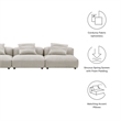 Modway Solace 3-Piece Modular Corduroy Upholstered Sofa in Almond
