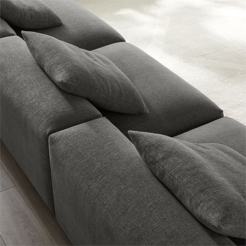 Modway Solace 3-Piece Modular Upholstered Fabric Sofa in Charcoal