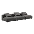 Modway Solace 3-Piece Modular Upholstered Fabric Sofa in Charcoal