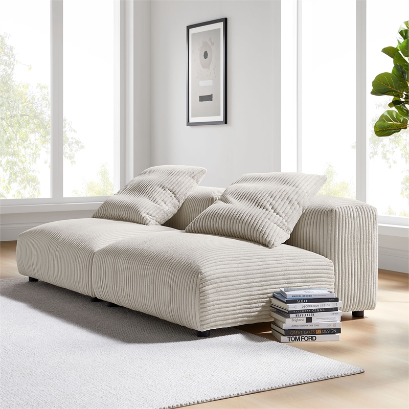 Solace2-Piece Modular Corduroy Upholstered Sofa in Almond
