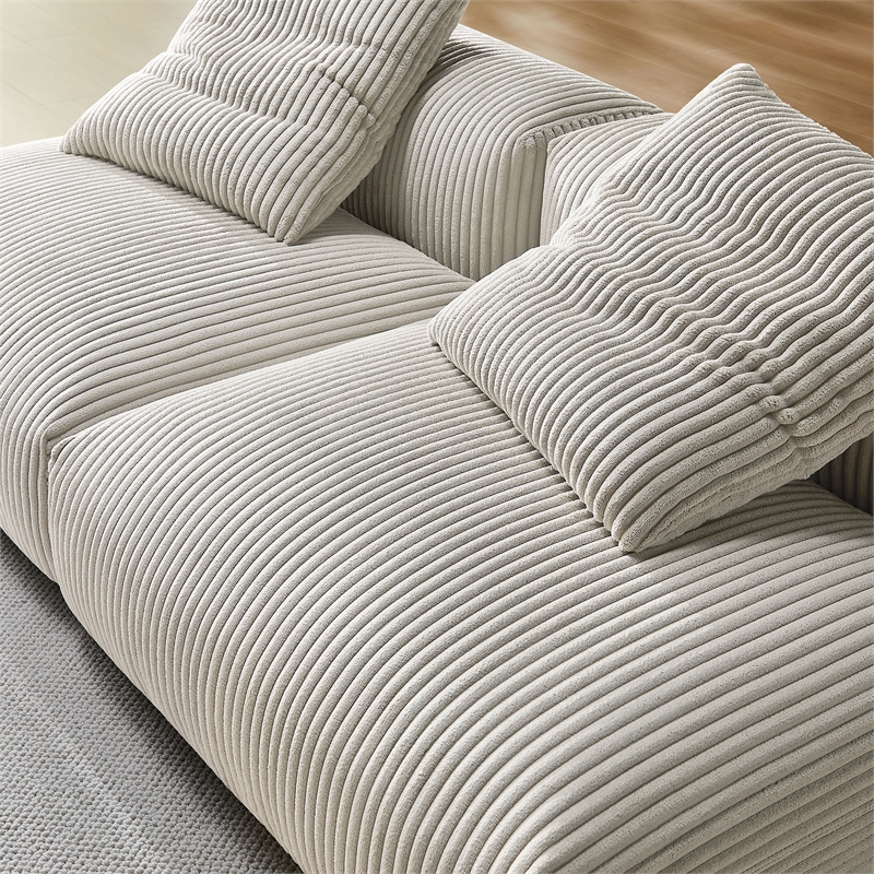 Solace2-Piece Modular Corduroy Upholstered Sofa in Almond