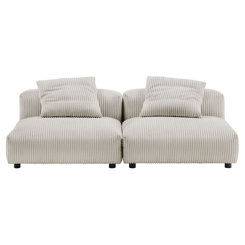 Solace2-Piece Modular Corduroy Upholstered Sofa in Almond