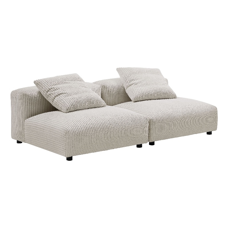 Solace2-Piece Modular Corduroy Upholstered Sofa in Almond
