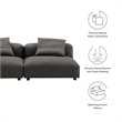 Solace2-Piece Modular Upholstered Fabric Sofa in Charcoal