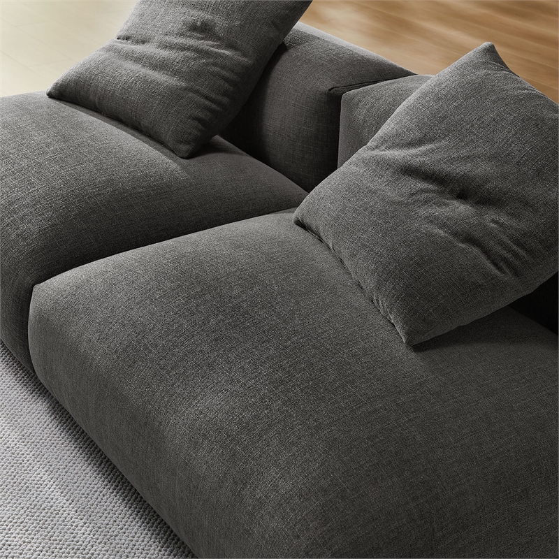Solace2-Piece Modular Upholstered Fabric Sofa in Charcoal