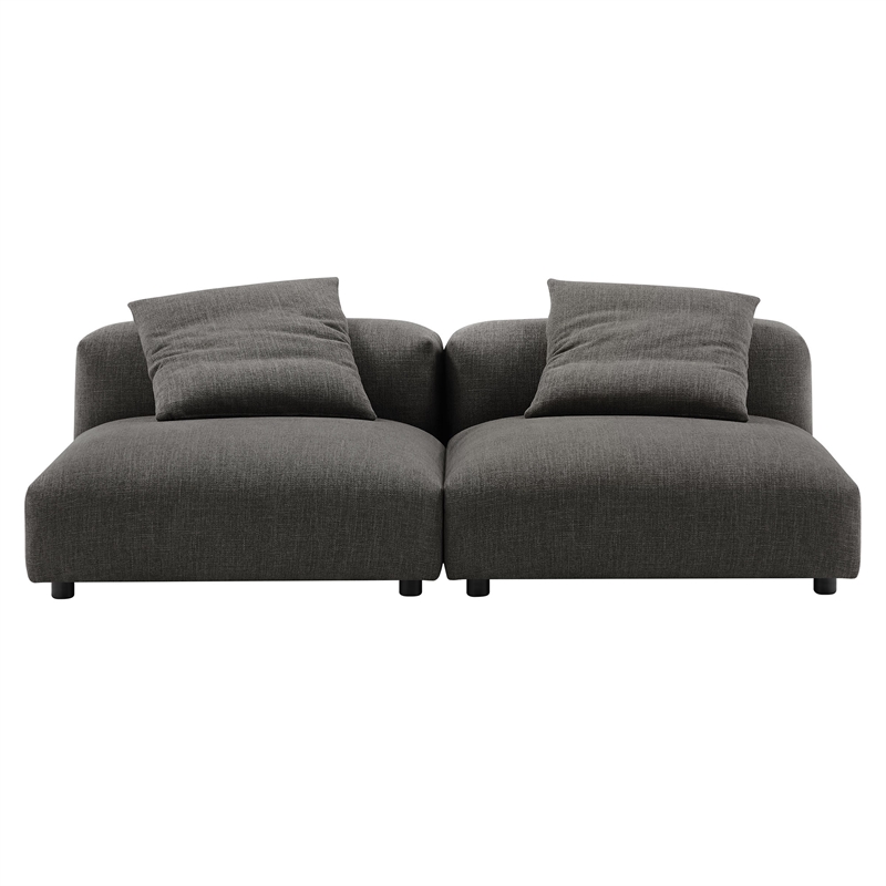 Solace2-Piece Modular Upholstered Fabric Sofa in Charcoal