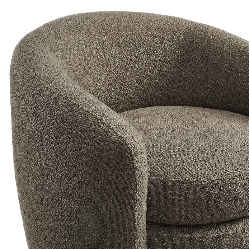 Affinity Upholstered Boucle Fabric Curved Back Armchair in Pebble