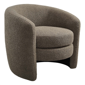 Affinity Upholstered Boucle Fabric Curved Back Armchair in Pebble
