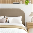 Keynote Performance Velvet Curved Full Platform Bed in Taupe
