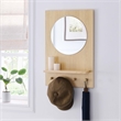 Modway Glint Hanging Wall Round Mirror with Wood Grain Rectangular Frame in Oak