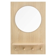 Modway Glint Hanging Wall Round Mirror with Wood Grain Rectangular Frame in Oak
