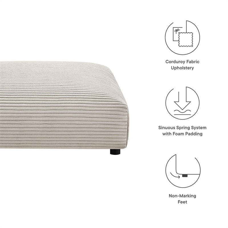 Solace Modular Corduroy Upholstered Ottoman in Almond