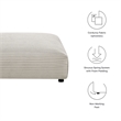 Solace Modular Corduroy Upholstered Ottoman in Almond