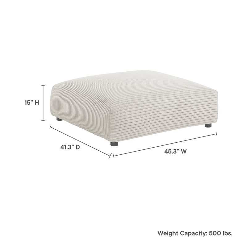 Solace Modular Corduroy Upholstered Ottoman in Almond