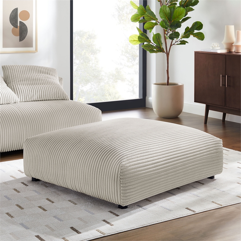 Solace Modular Corduroy Upholstered Ottoman in Almond