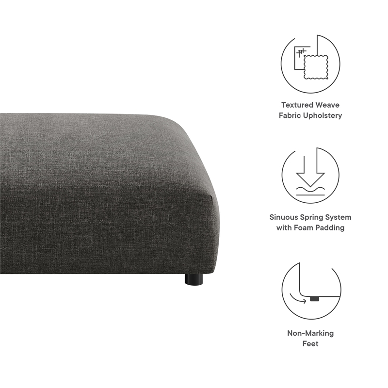 solace modular upholstered fabric ottoman in charcoal