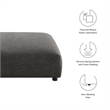 Solace Modular Upholstered Fabric Ottoman in Charcoal