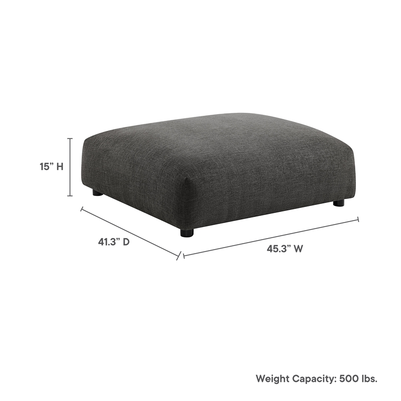 solace modular upholstered fabric ottoman in charcoal