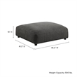 Solace Modular Upholstered Fabric Ottoman in Charcoal
