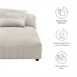 Solace Modular Corduroy Upholstered Armless Chaise Lounge in Almond