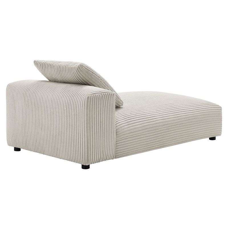 Solace Modular Corduroy Upholstered Armless Chaise Lounge in Almond