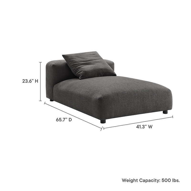 Solace Modular Upholstered Fabric Armless Chaise Lounge in Charcoal