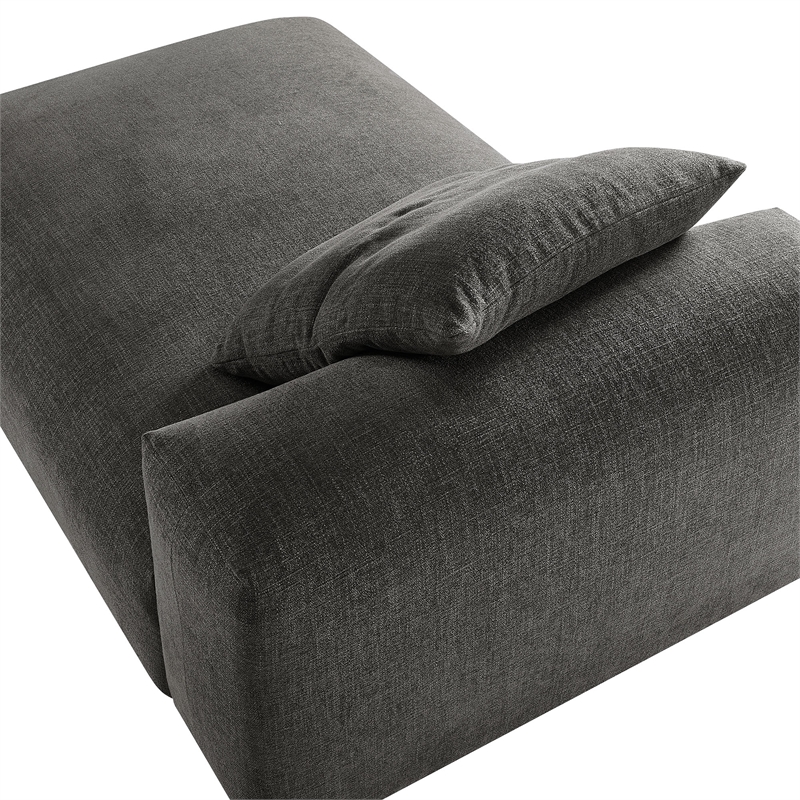 Solace Modular Upholstered Fabric Armless Chaise Lounge in Charcoal