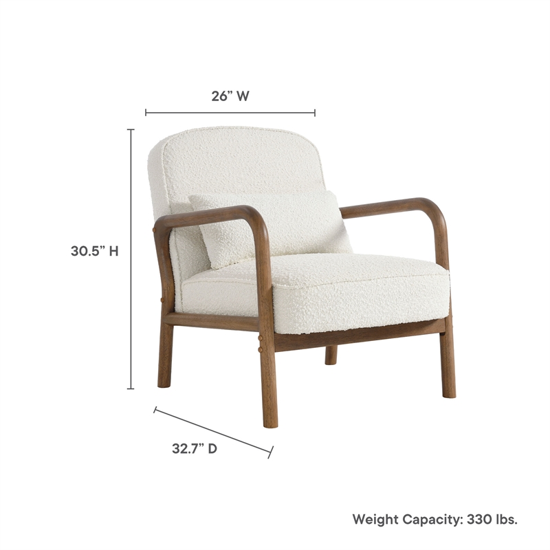 Charlie Boucle Upholstered Armchair in Ivory