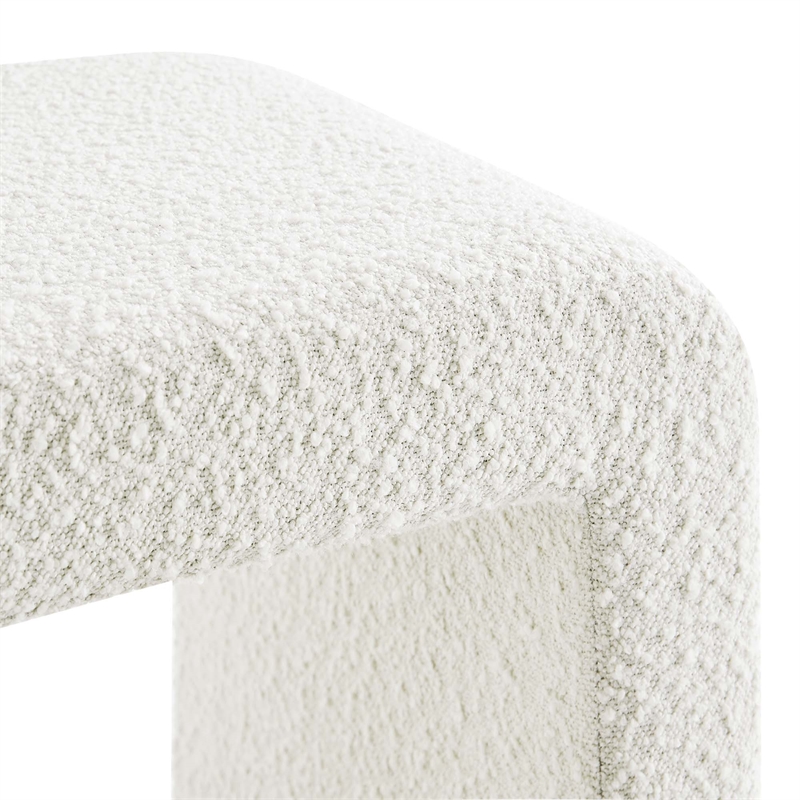 Simba Boucle Fabric Waterfall Stool in Ivory