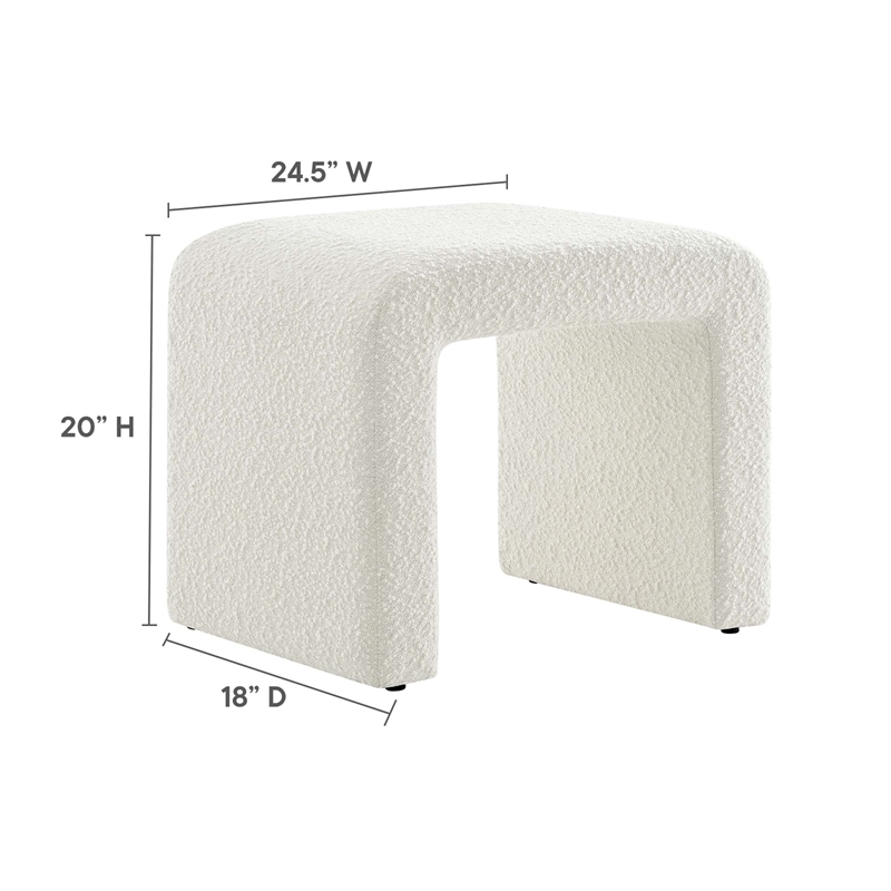 Simba Boucle Fabric Waterfall Stool in Ivory