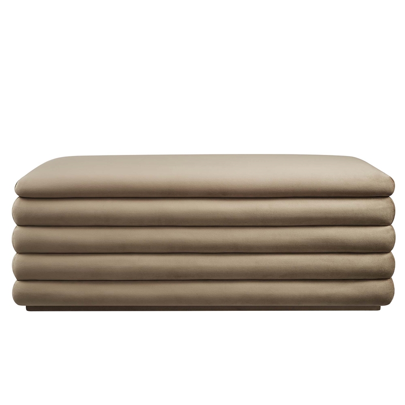 Mezzo Upholstered Performance Velvet Storage Bench in Taupe