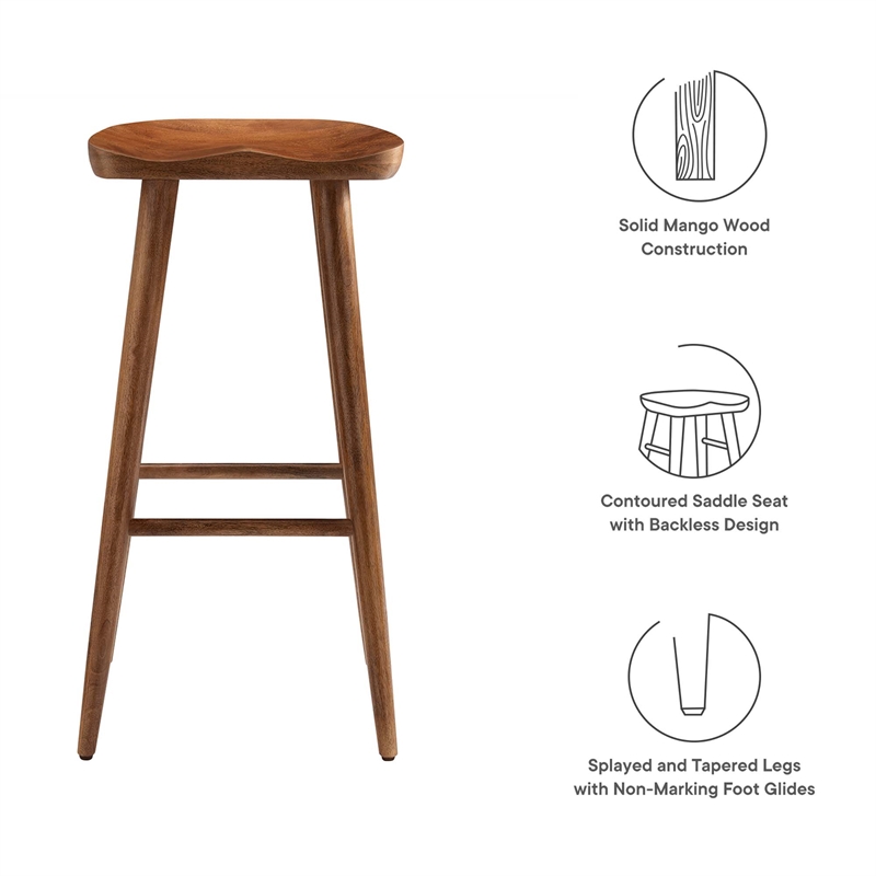 Saville Backless Wood Bar StoolsSet of 2 in Walnut