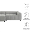 Liana Left-Facing Upholstered Fabric Modular Sofa with Chaise in Pewter