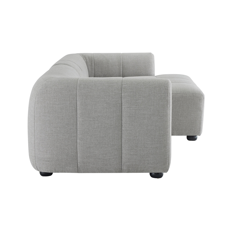 Liana Right-Facing Upholstered Fabric Modular Sofa with Chaise in Pewter