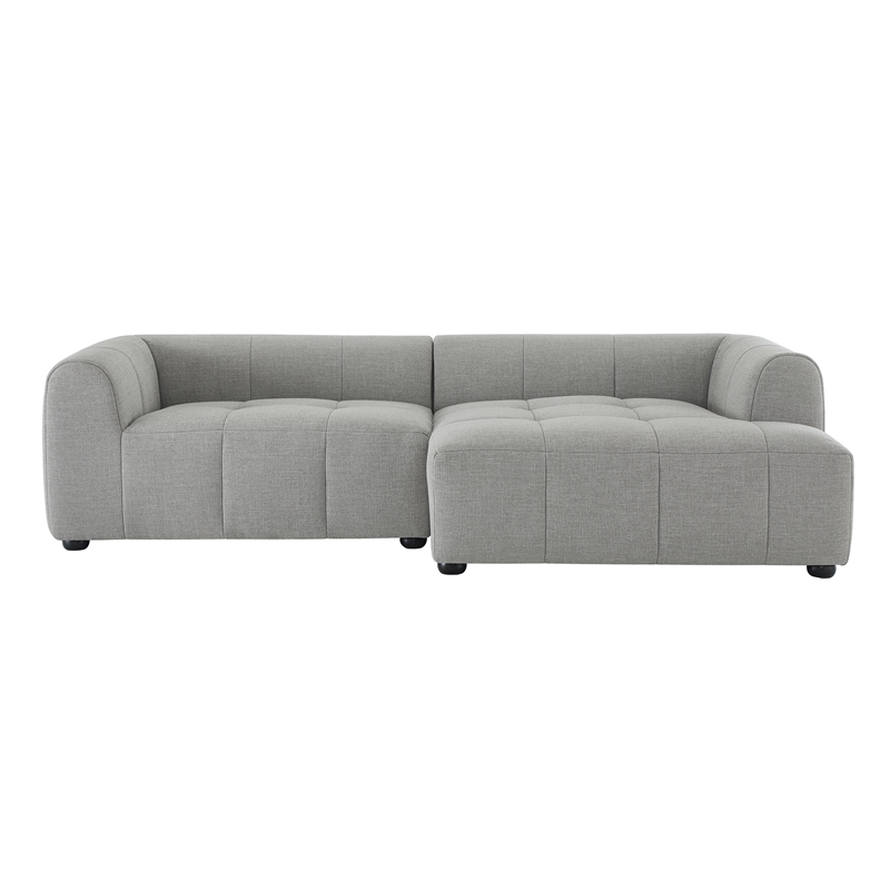 Liana Right-Facing Upholstered Fabric Modular Sofa with Chaise in Pewter