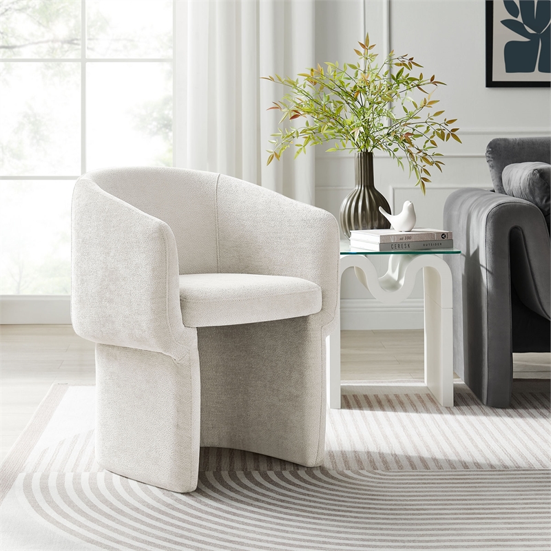 Verity Chenille Dining Armchair in Ivory