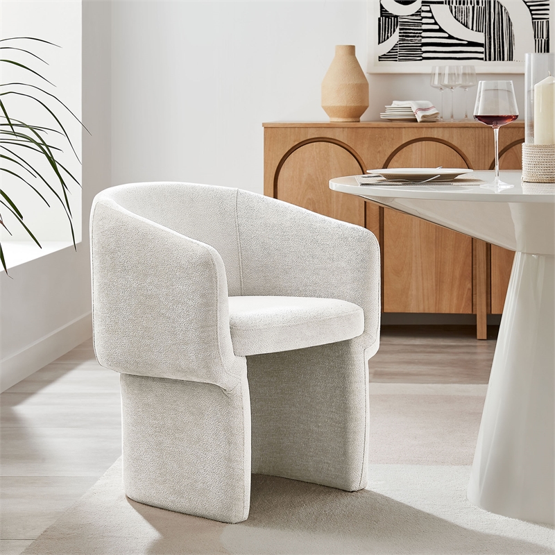 Verity Chenille Dining Armchair in Ivory