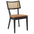 Caledonia Vegan Leather Upholstered Wood Dining ChairsSet of 2 in Black Tan