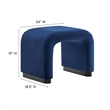 Koda Performance Velvet Waterfall Stool in Black Midnight Blue