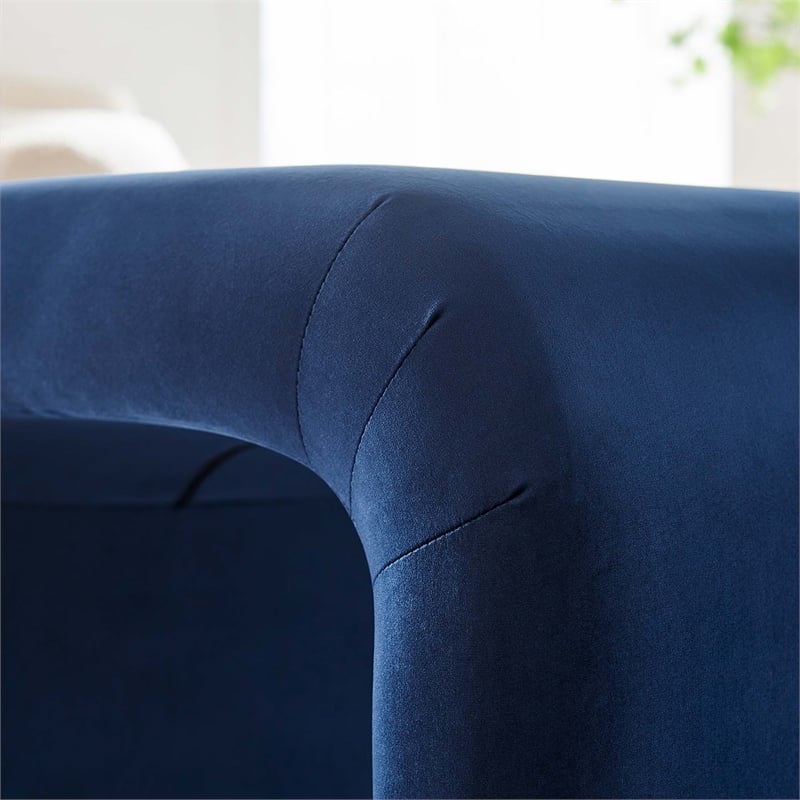 Koda Performance Velvet Waterfall Stool in Black Midnight Blue