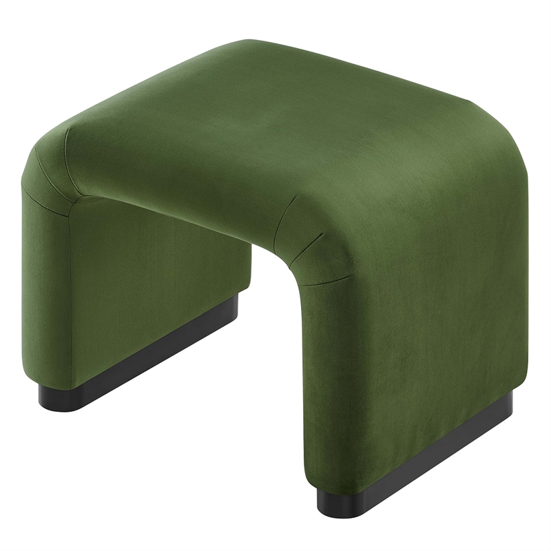 koda performance velvet waterfall stool in black moss green