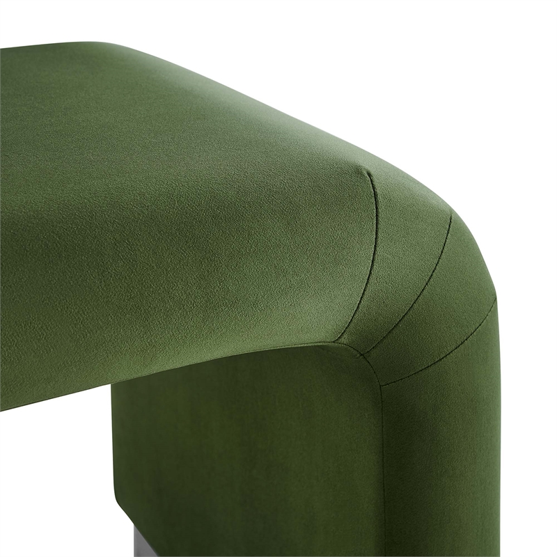 koda performance velvet waterfall stool in black moss green