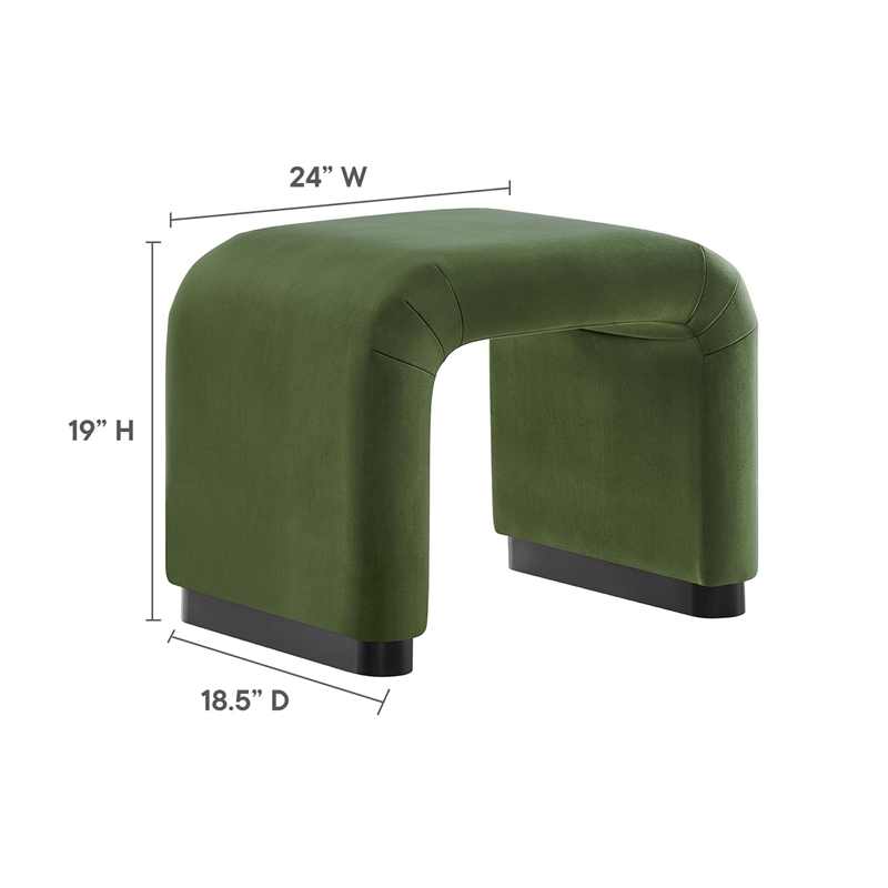koda performance velvet waterfall stool in black moss green