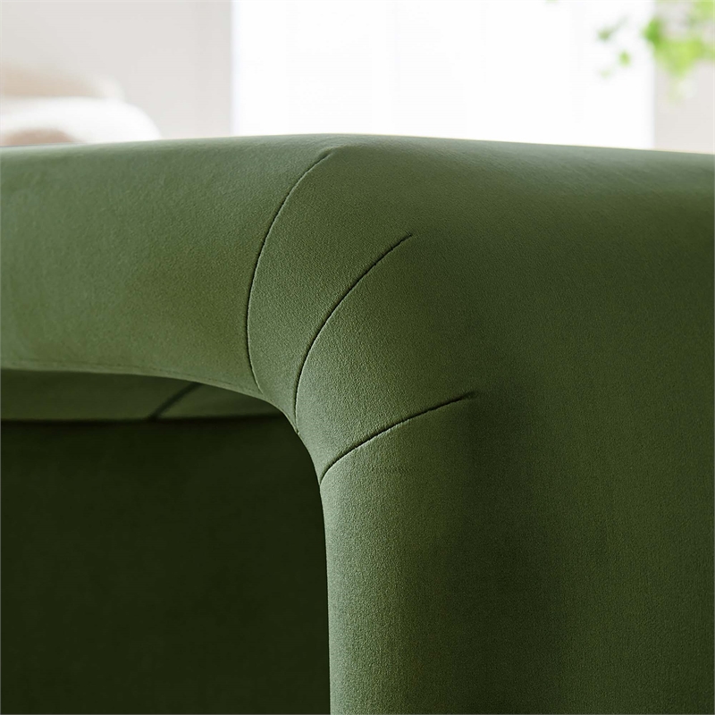 koda performance velvet waterfall stool in black moss green