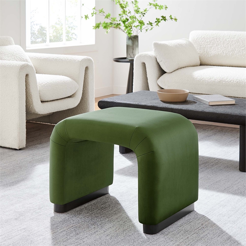 koda performance velvet waterfall stool in black moss green