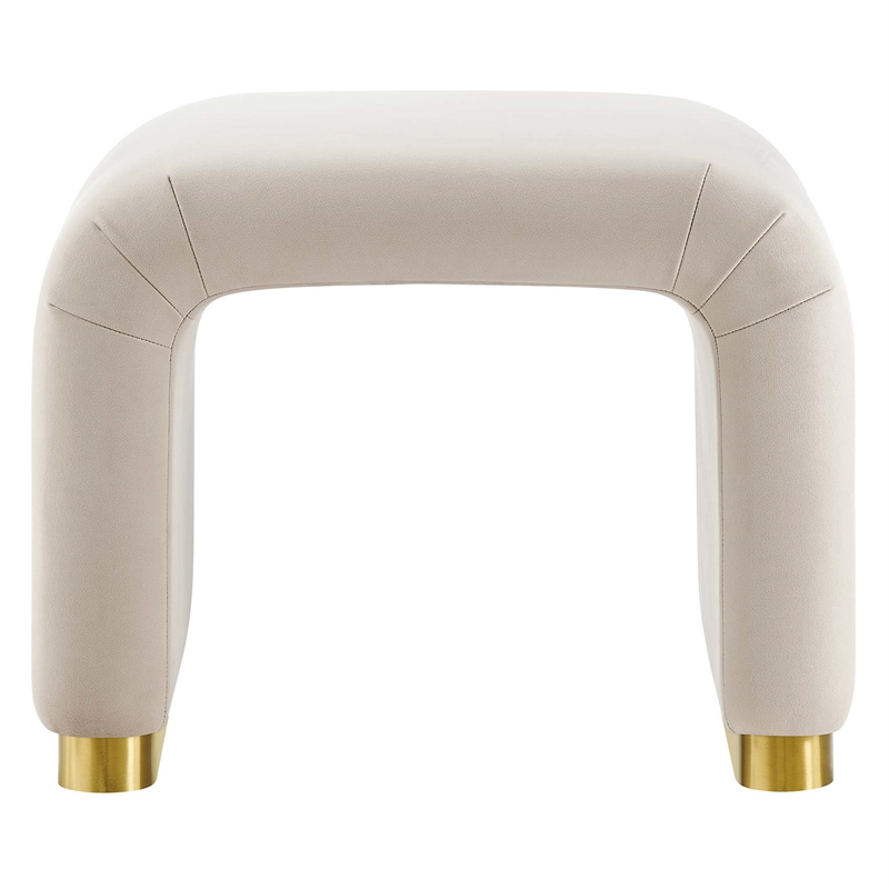 Koda Performance Velvet Waterfall Stool in Brass Almond