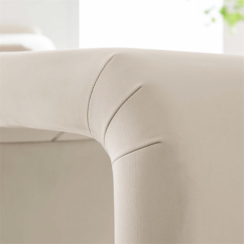 Koda Performance Velvet Waterfall Stool in Brass Almond