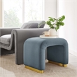 Koda Performance Velvet Waterfall Stool in Brass Cadet Blue